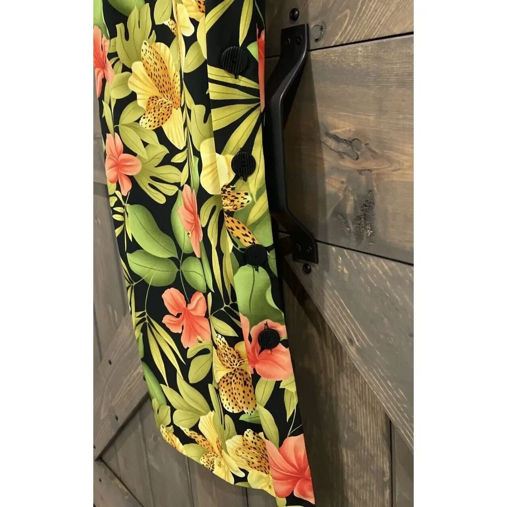R&K Originals Tropical Floral Sleeveless Maxi Dress Side Slit with Button Sz‎ 10
